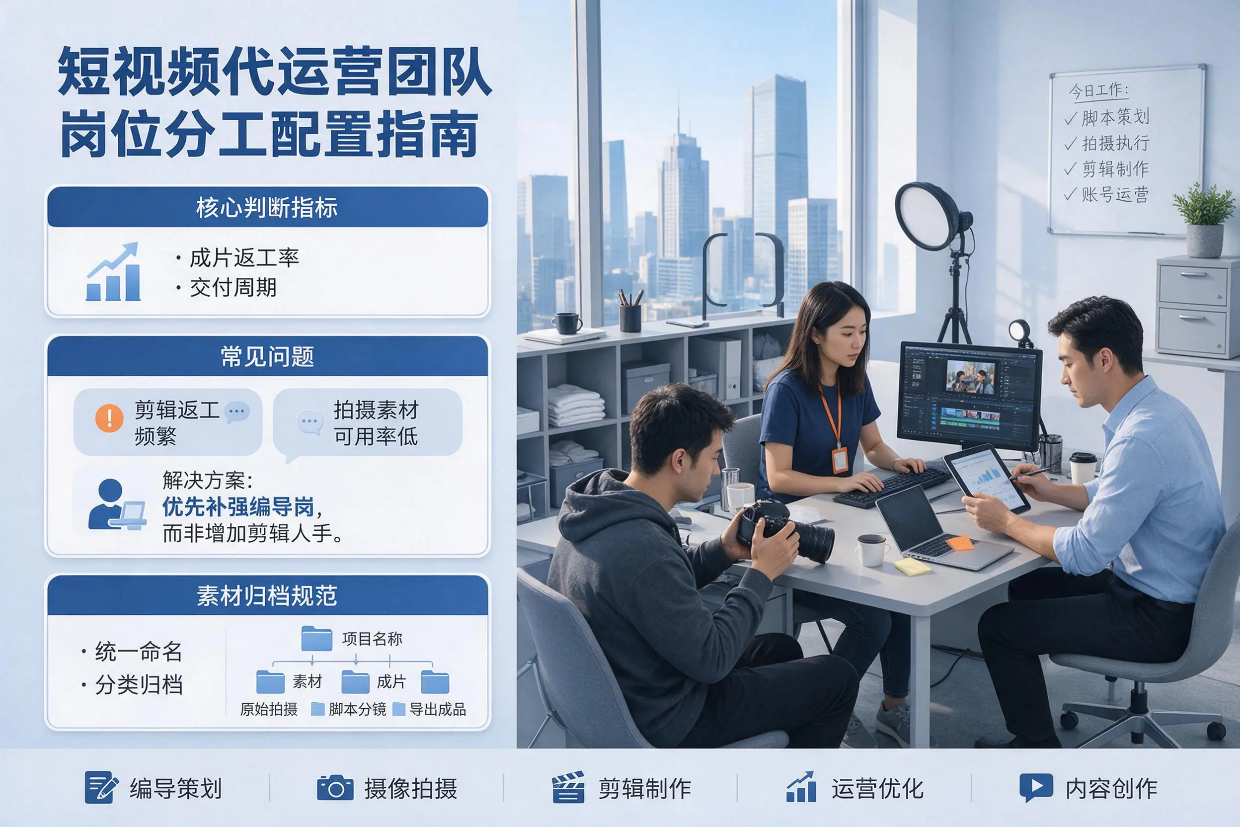 短视频代运营团队如何配置？长治企业岗位分工科普说明